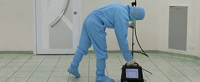 Inspector are testing dust inside the op