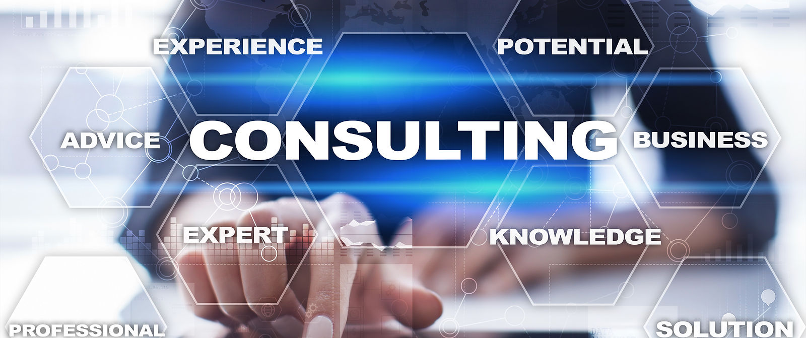 Consulting business concept. Text and ic